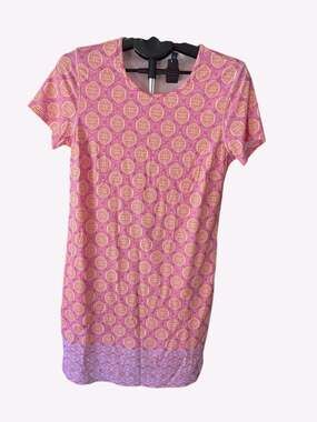 Cabana Life Women's Pink Medallion Short Sleeve UPF 50+ Resort vacation dress